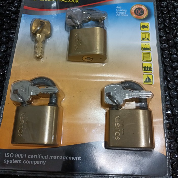 Latin- Gembok Anti Potong Gembok 50 Mili Isi 3 Soligen Master Key Baja
