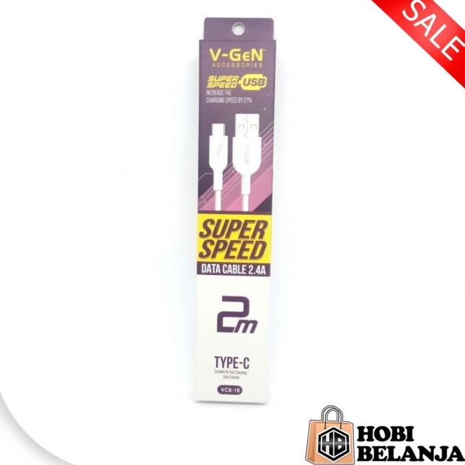 ] Kabel Data Vgen Type C VCB-18 Panjang 2 Meter Fast Charging