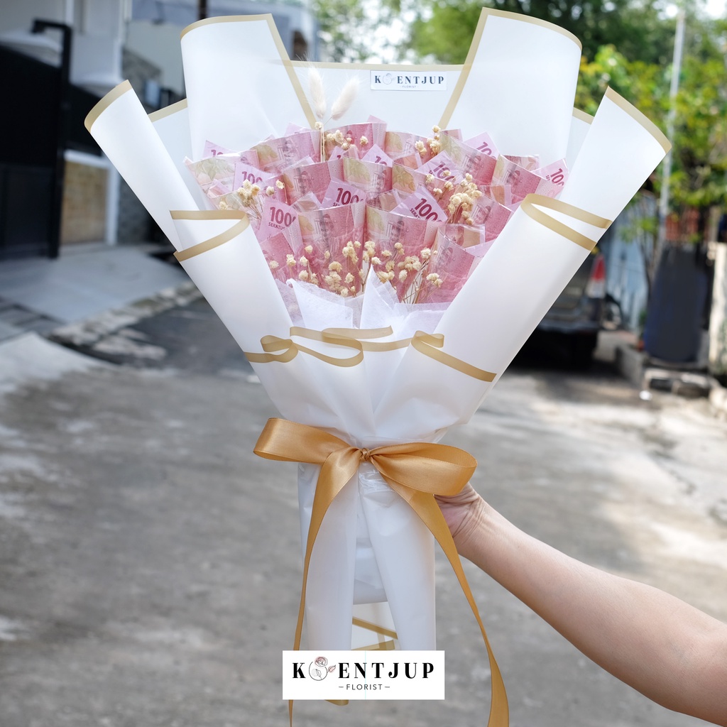 BUKET BUNGA UANG ASLI FOLDED 100rb / Money Flower Bouquet