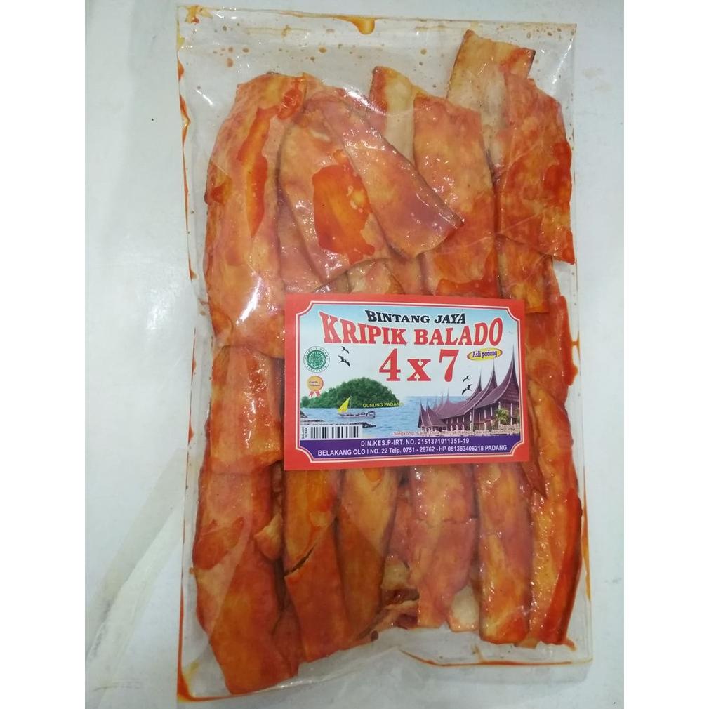 

Ready Keripik Singkong Balado Panjang/Bulat Bintang 4 x 7 Jaya Khas Padang 500 gram