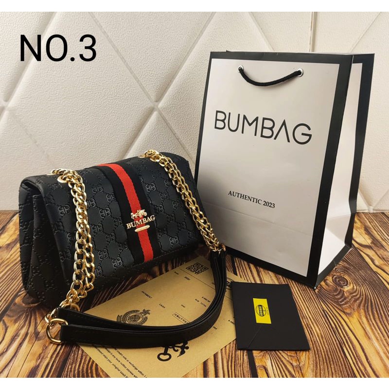 BUMBAG - Tas BLACK EDITION FREE PAPERBAG Vintage Bag Wanita Import 2 Tali Selempang Original - Shriy