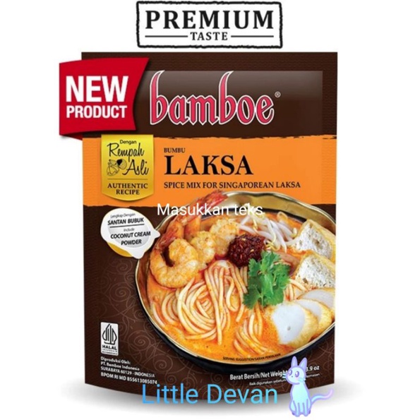 

bamboe premium Laksa Singapore bumbu instan 110 gr