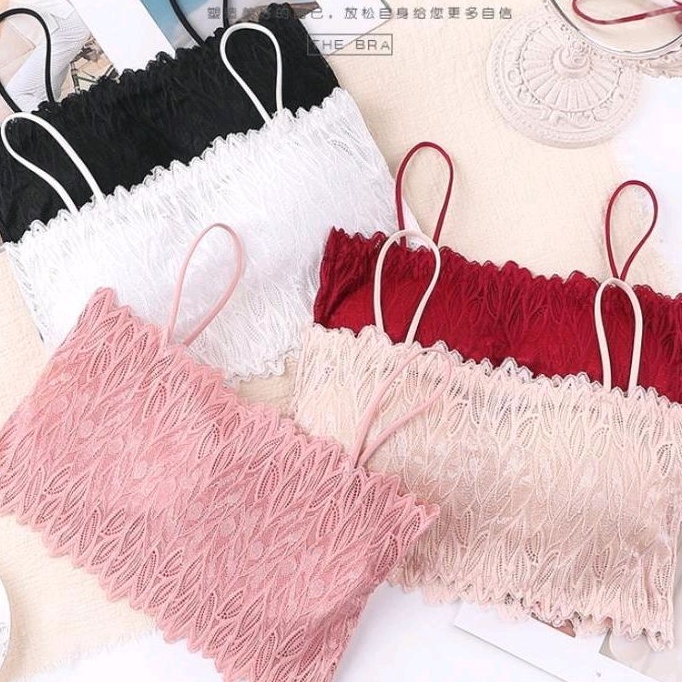 Bisa Bayar diTempat Bra wanita Sport motif Daun Kecil Brukat