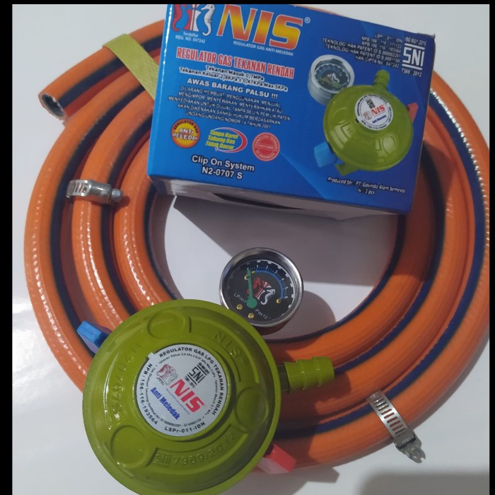 ✨Baru Regulator Nis N2 0707 S Double Lock Selang Gas Lpg 700 Psi Bisa Gojek