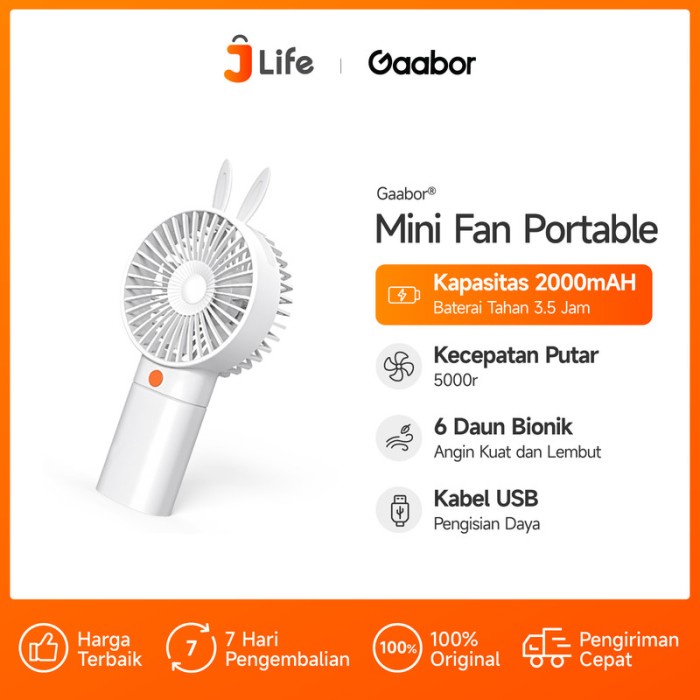 Sale Jlife - Gaabor Mini Fan Portable Kapasitas Baterai 2000 mAH / GFH-N78A /KIPAS ANGIN MINI/KIPAS