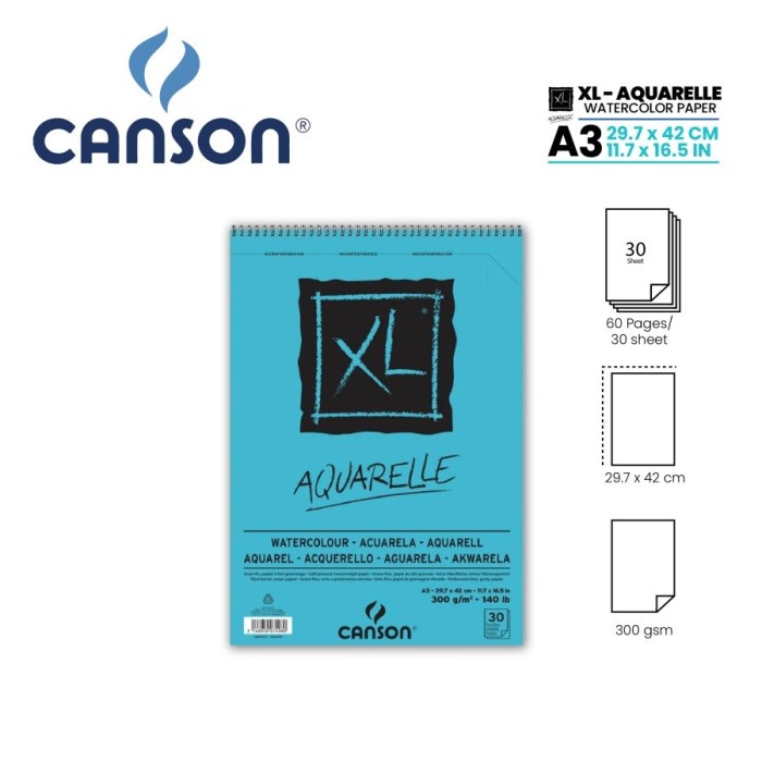 

Canson XL Aquarelle Watercolour A3 300gsm 30 Sheets C400039171