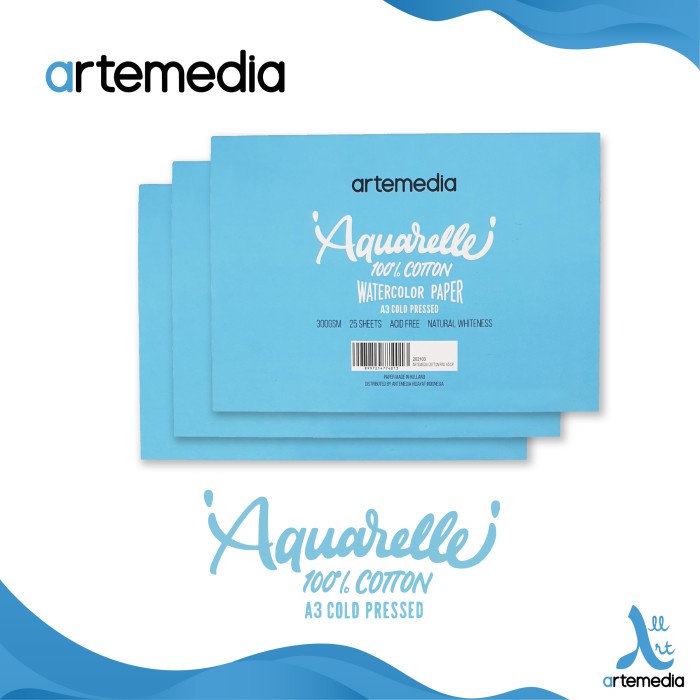 

Kertas Cat Air Artemedia Aquarelle A3 Cotton Watercolor Pad