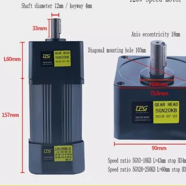 Dinamo Motor Gearbox Ac 220V 180Watt