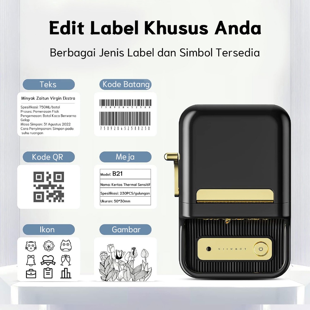 

Niimbot B21 B1 Printer Label Nirkabel Lebar 20-50Mm Untuk Makanan, Market, Bisnis, Perhiasan