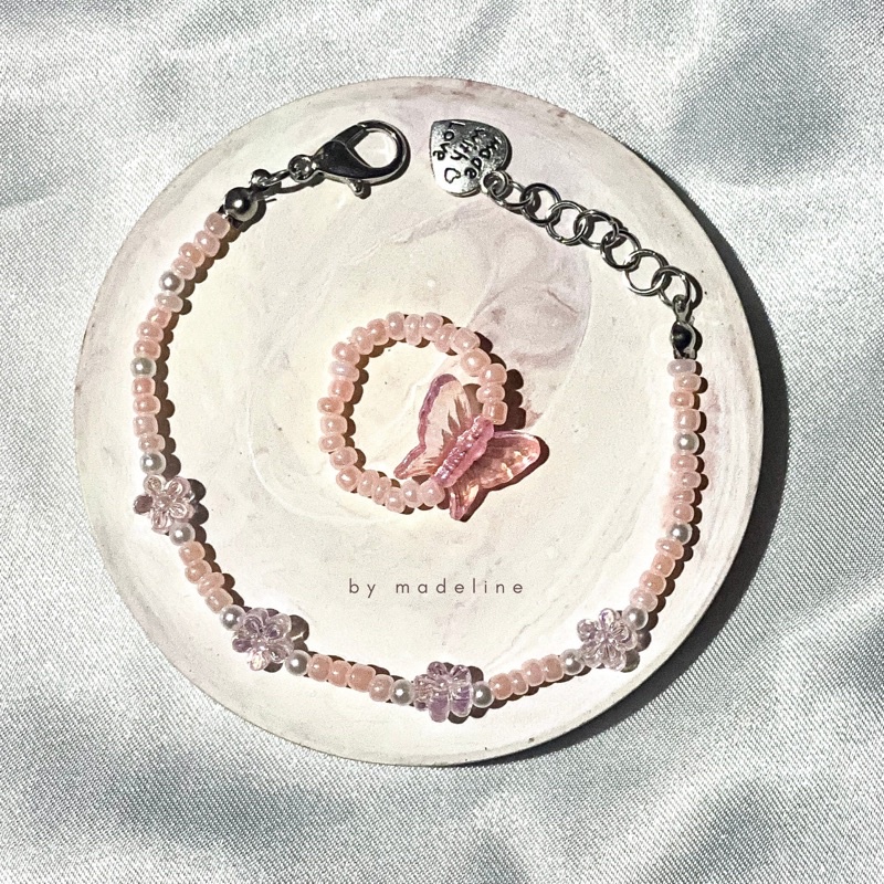 Peach Butterfly Flos Set ( Ring + Bracelet ) | Bracelets | Ring | Custom Manik - Manik