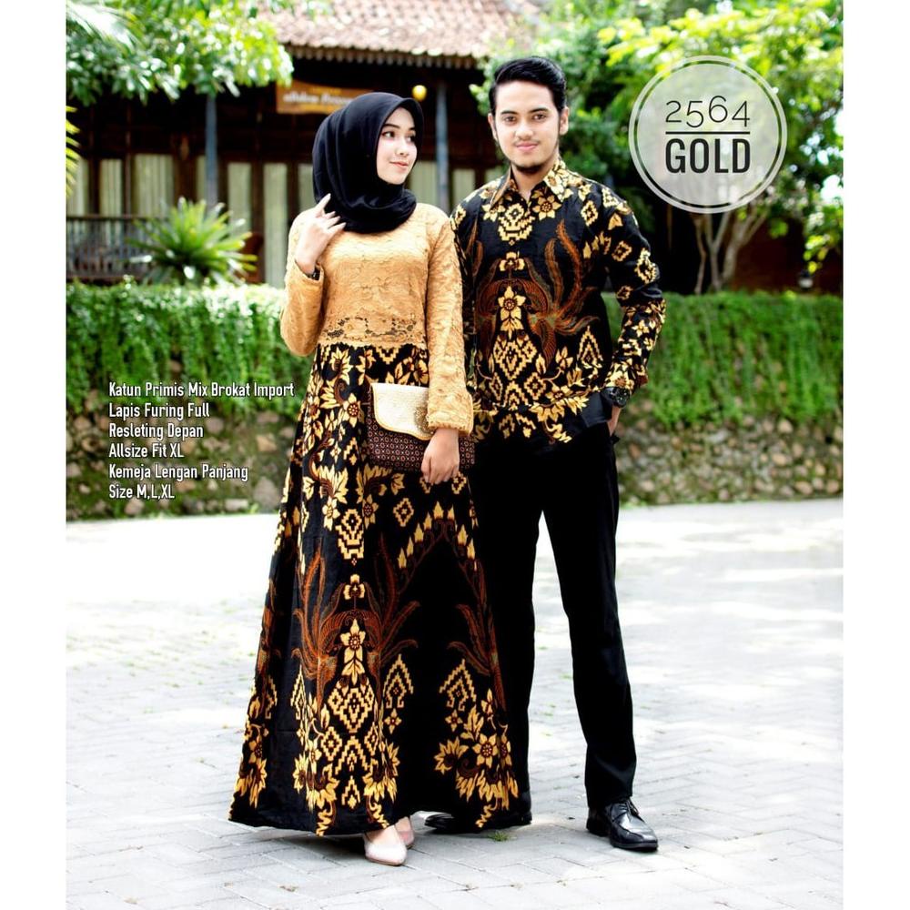 Big Sale Baju Couple Pasangan Batik Dress Kondangan Gamis Brukat Corneli Kombinasi Batik Soga 2564 Sania Ruffle Batik Dress Baju Kondangan Wanita Gamis Brukat Kondangan Terbaru