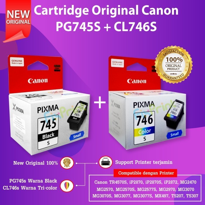 

CARTRIDGE TINTA CANON PG745S CL746S 1 SET PG 745S CL 746S 745 746 SMAL