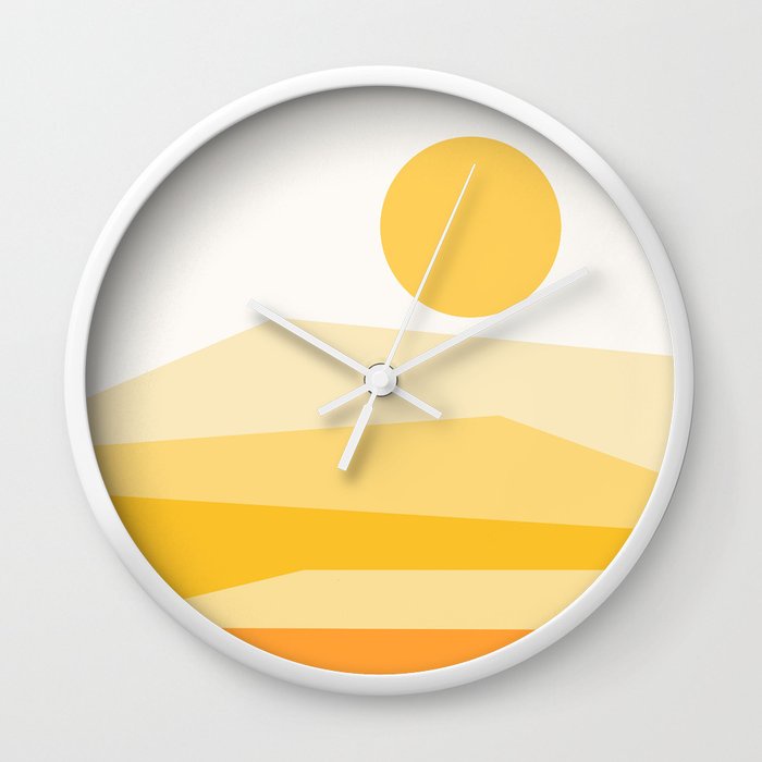 Pemandangan Abstrak 09 Jam Dinding Kuning