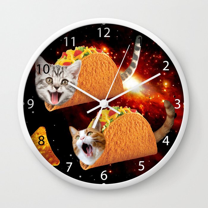 Jam Dinding Luar Angkasa Kucing Taco