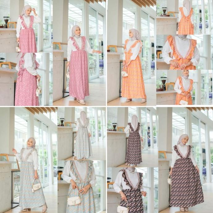 Maxi Dress Wanita Baju Muslim Casual Pantai Motif Premium Lapis Furing Aleseca