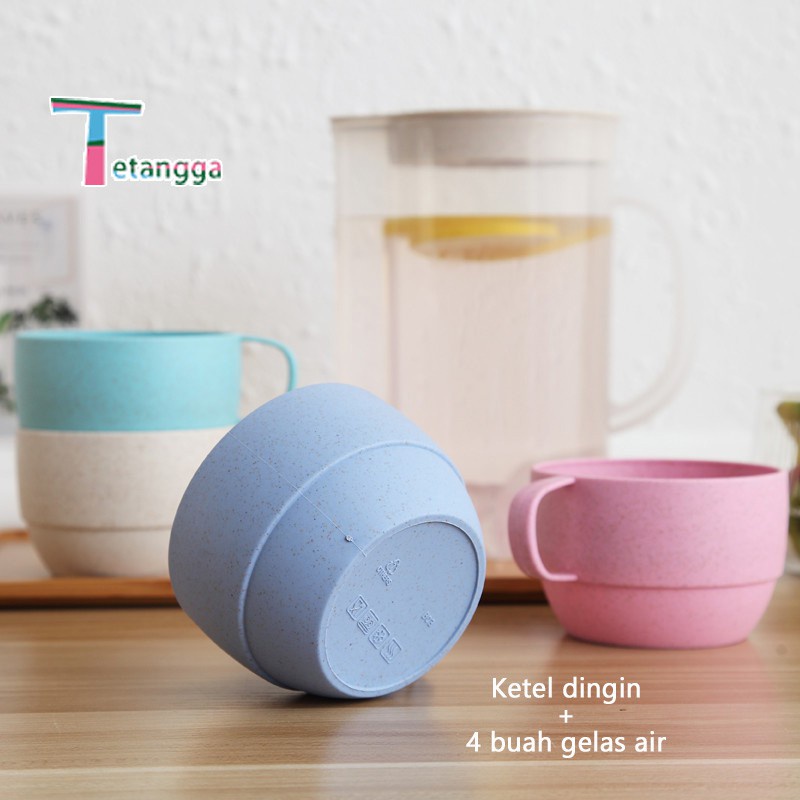 Set Teko Dan Gelas Plastik Cangkir Keramik Air Viral Tko Kimglass Poci Drink 12 Lucu Korea Kado Pern