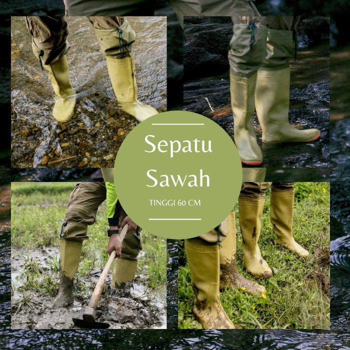 PROMO Sepatu Boot Sawah Karet Anti Keong Panjang 60cm