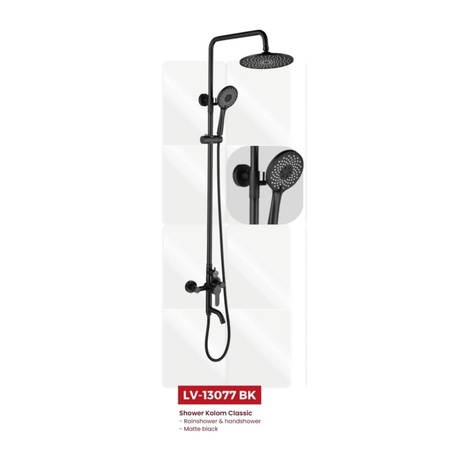 Promo Kran Shower/Tiang Shower Set (Panas+Dingin)-Lavenia Lv-13077Bk