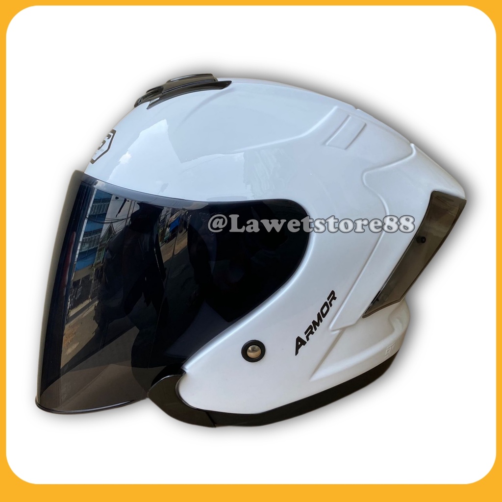Helm Sepeda Motor Half Face Js Yakuza Armor Solid Helem Pria Wanita Dewasa Standar Sni Sport Pemasan