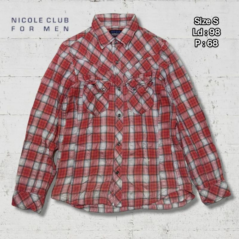 Kemeja Panjang Nicole Club For Men Plaid Pattern Original Second Preloved