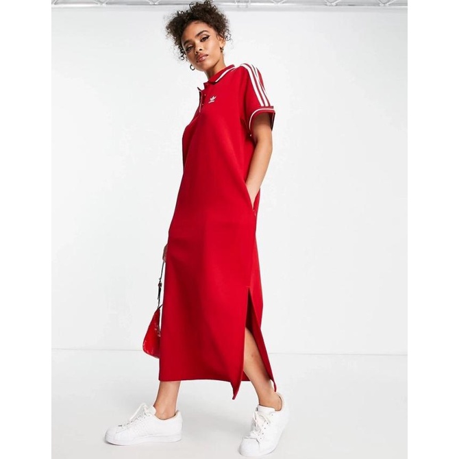 Adidas Originals X Thebe Magugu Polo Shirt Dress In Red Hm2619 Original