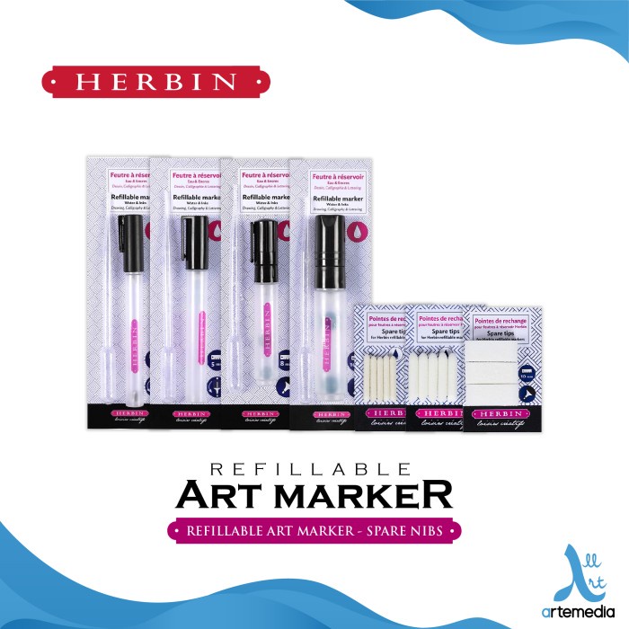 

Gaya Herbin Refillable Art Marker Botol Kosong Spidol Drawing Lettering