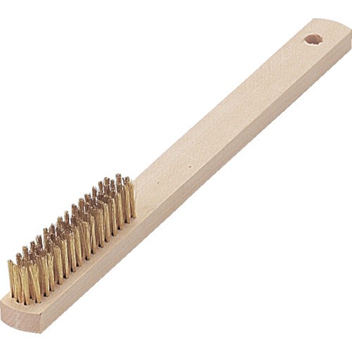 TRUSCO wooden handle brass brush 4 lines brass