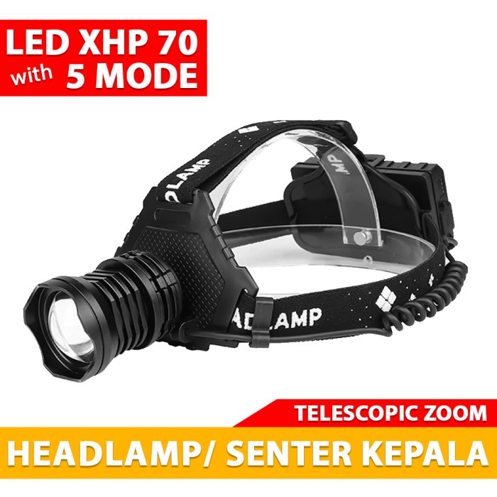 HEADLAMP HEADLIGHT SENTER KEPALA SUPER TERANG LED XHP70 XHP 70 ZOOM