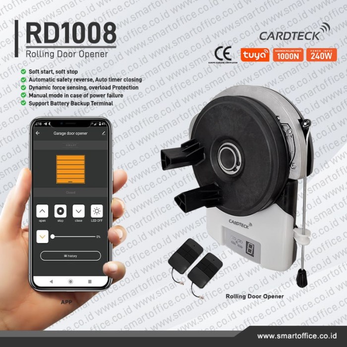 Motor Rolling Door Otomatis 1000N Wifi Smart Garage Door Opener Rd1008
