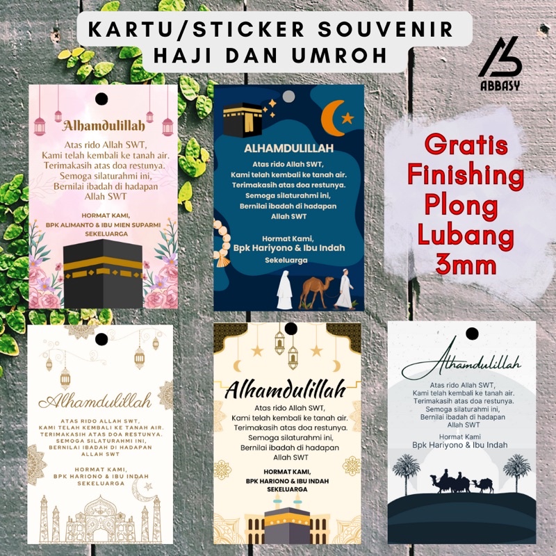 Kartu Souvenir Haji dan Umroh / Hangtag Souvenir Haji dan Umroh