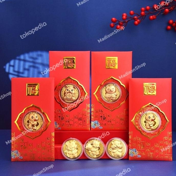 

New 2022 Angpao Macan Koin Emas + Sertifikat Kado Imlek Angpau Premium Limited Edition