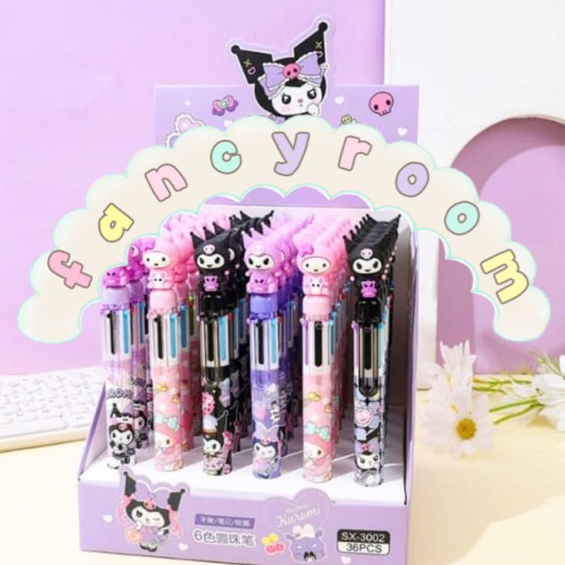 

Bolpen Pulpen Pena 6 Warna Kuromi Sanrio --ABG151