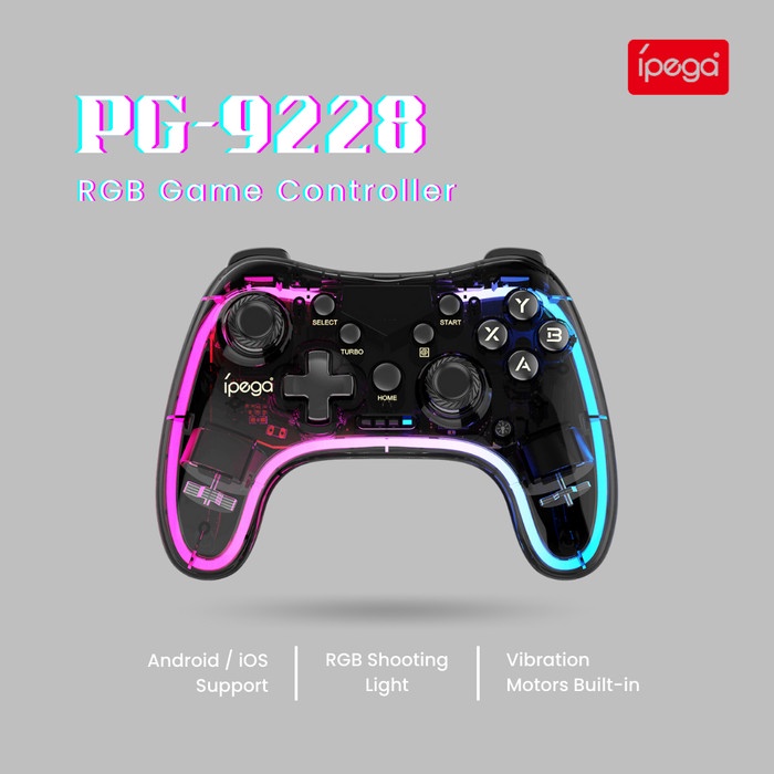 [Original] Gamepad Ipega Pg-9228 Bluetooth Game Controller Transparansi Rgb Bisa Sameday