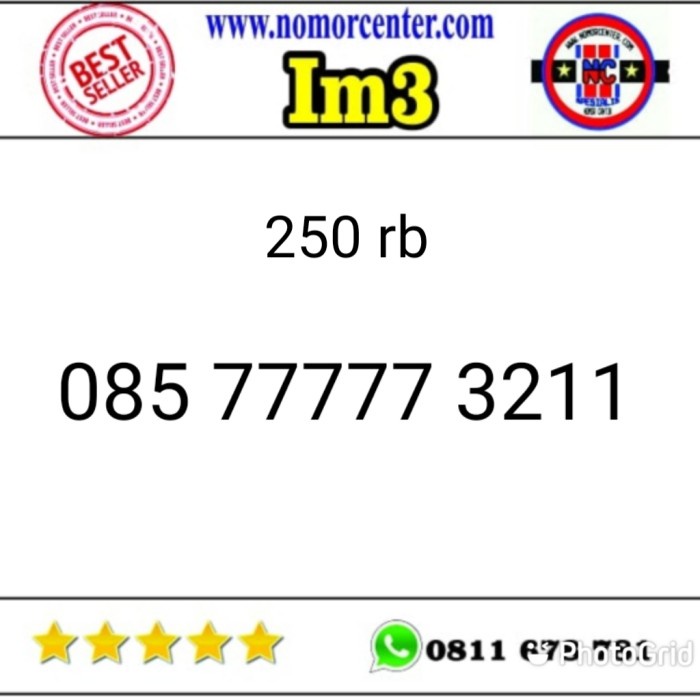 ✅New Kartu Perdana Im3 Seri Panca 77777 - 085 77777 3211 Murah Lri 370 Bisa Sameday