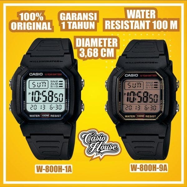 ✅Ori Jam Tangan Casio Original W800H Jam Tangan Pria Digital Karet Bisa Sameday
