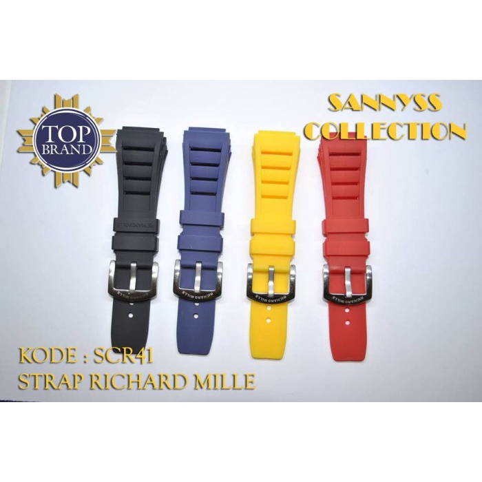 ✅Ori Strap Tali Jam Richard Mille Rm Hitam Merah Biru Kuning Rubber Terbaru