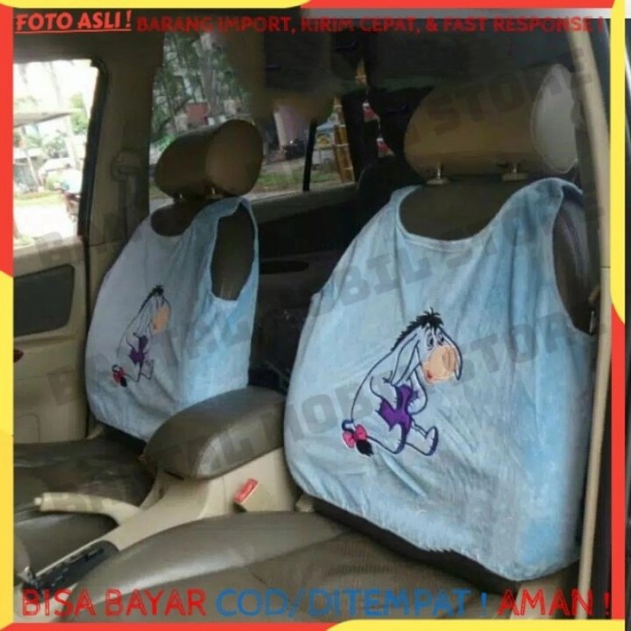 ✨Baru Sarung Cover Bantal Sandaran Headrest Kursi Mobil Boneka Eeyore Biru Bisa Gojek