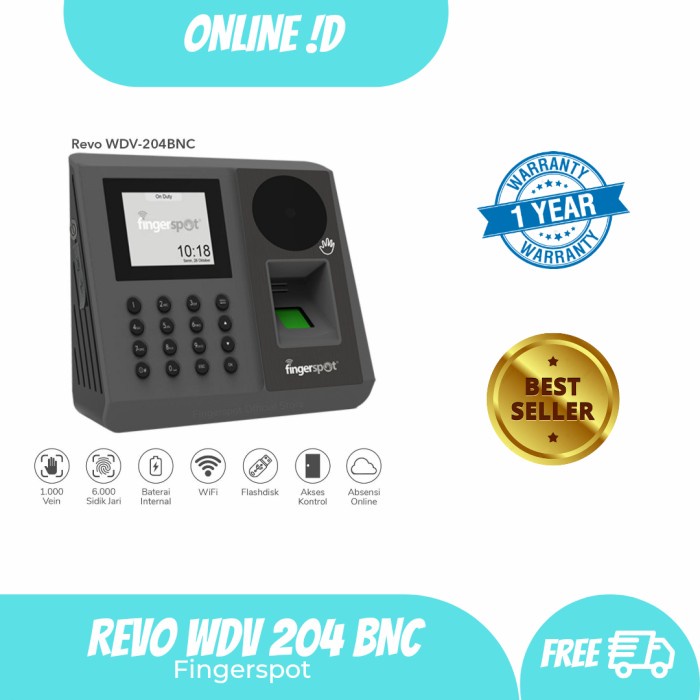 Mesin Absen Fingerprint Fingerspot Revo Wdv 204 Bnc