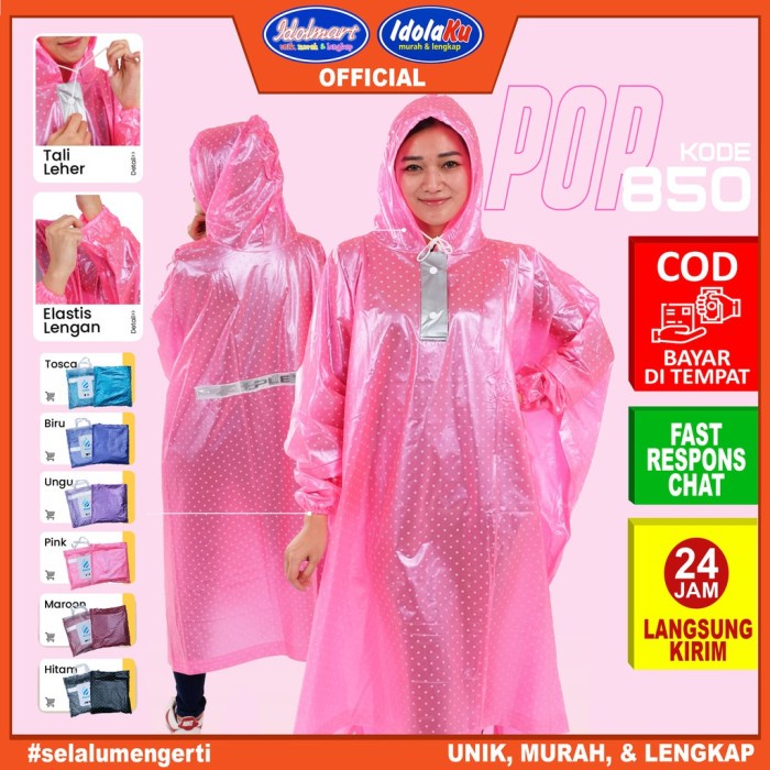 Idolmart Jas Hujan Ponco Pop Plevia 850 Poncho Motor Unisex- Bekasi Ready