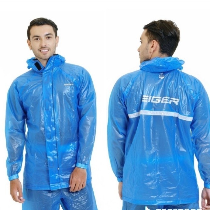 Jas Hujan Eiger Squadron Raincoat Motor Mantel Original Rain Suit Blue