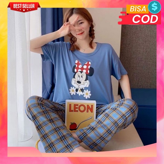 Baju Tidur Piyama Set Kemeja Cp Lengan Pendek Celana Panjang Premium Banyak Motif Set Baju Tidur Wan
