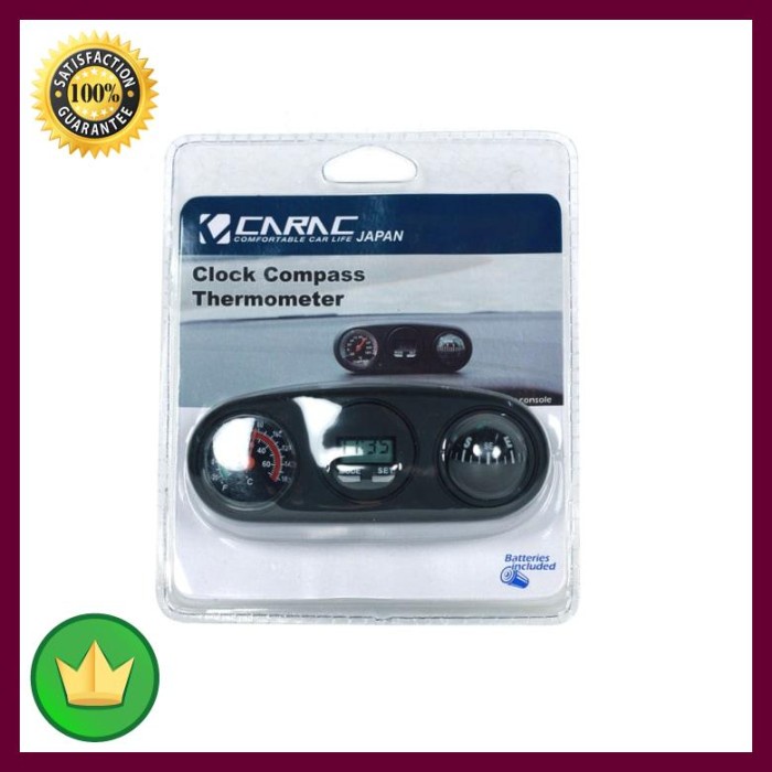 [New Ori] Carac Kompas Mobil Dengan Termometer  Jam Limited
