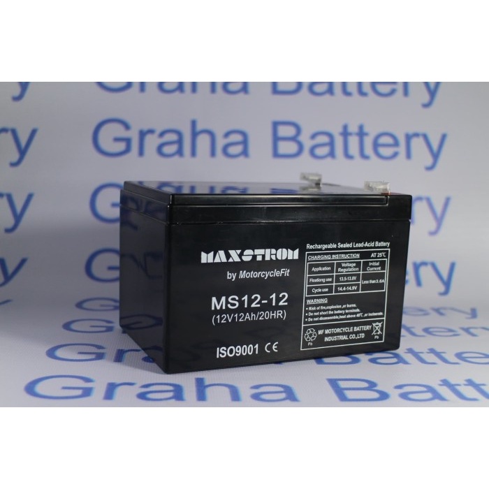 ✨New Aki Sepeda Listrik Indobike 12V 12Ah Maxstrom Terbaru