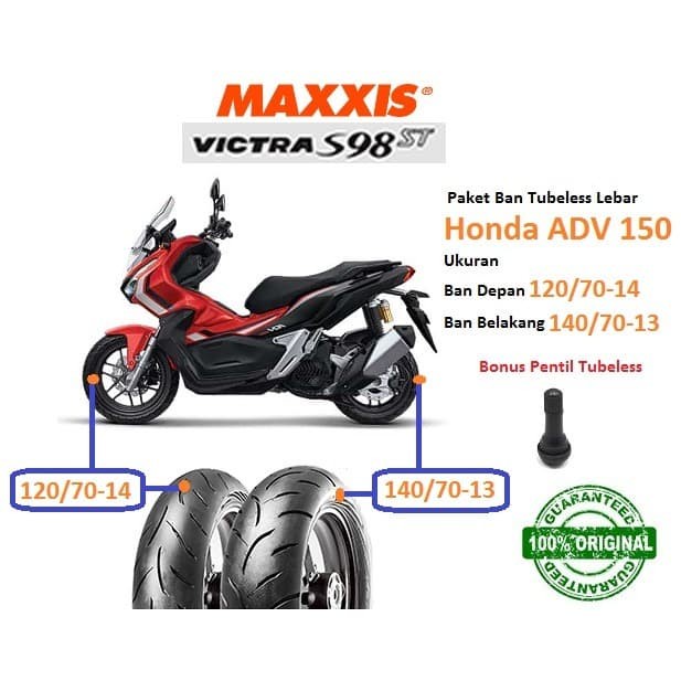 PAKET BAN TUBELESS LEBAR HONDA ADV 150 ADV150 MAXXIS VICTRA S98ST ORIGINAL BEST QUALITY