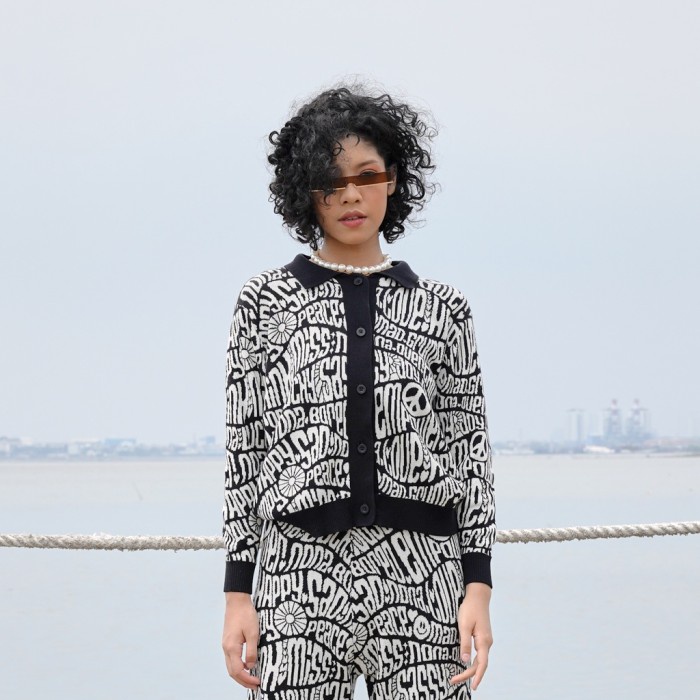 Manchu Peace Shirt Long Sleeve Black White