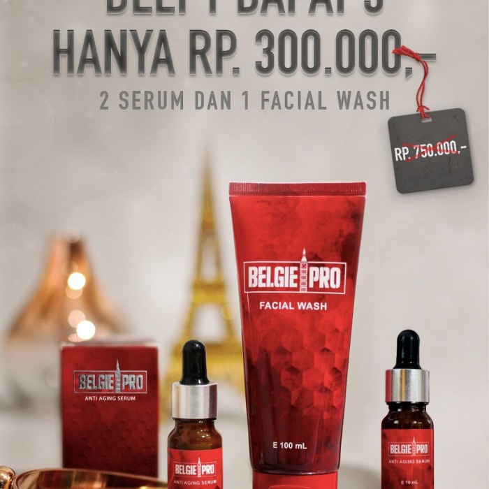 [Original] Paket Serum Dan Facial Wash Belgie Pro Anti Aging Terbaru