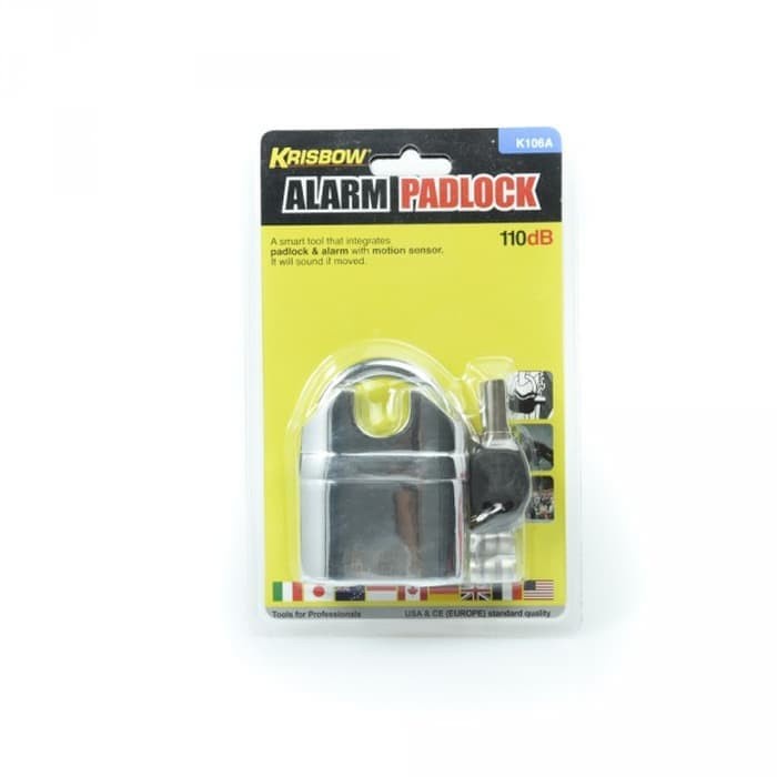 [Original] Gembok Rumah Alarm  Krisbow Alarm Padlock 110 Db Terbaru