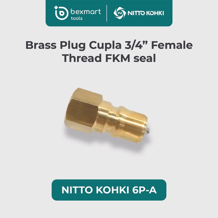 ✅Baru Nitto Kohki 6P-A Brass Plug Cupla 3/4 Inch Female Thread Fkm Seal Limited