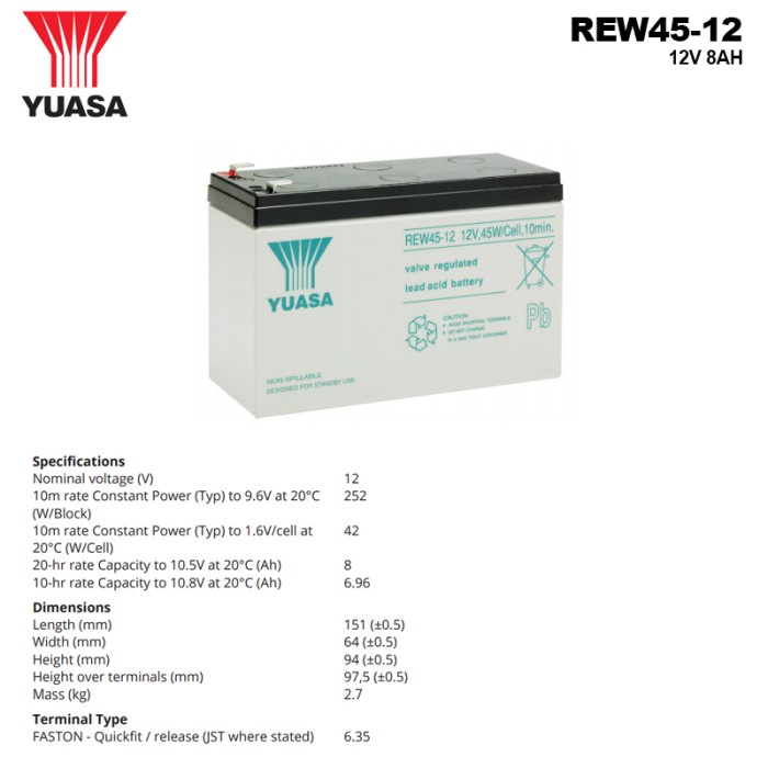 ✅COD Aki Kering Yuasa - Yuasa Aki Kering Rew45-12  Yuasa 12V 8Ah Diskon