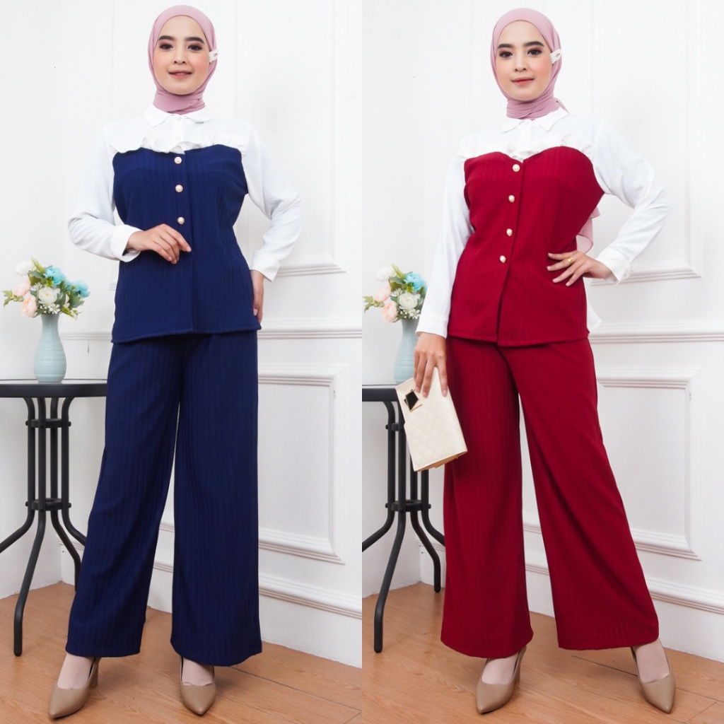 One Set Wanita Terbaru 2023 Stelan Korean Style Setelan Cewek 3In1 Ootd Hijab Pendek Viral Remaja Ju